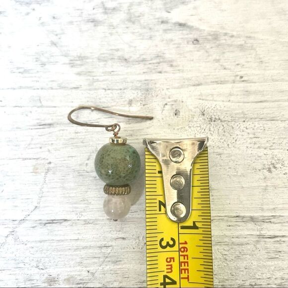 Agate and porcelain gold plated necklace and earrings set - Picture 6 of 14